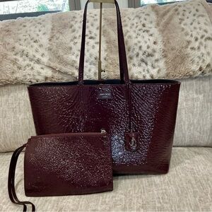 ✨💎Jimmy Choo💎✨Burgundy Patent Leather Tote with Matching Pouch